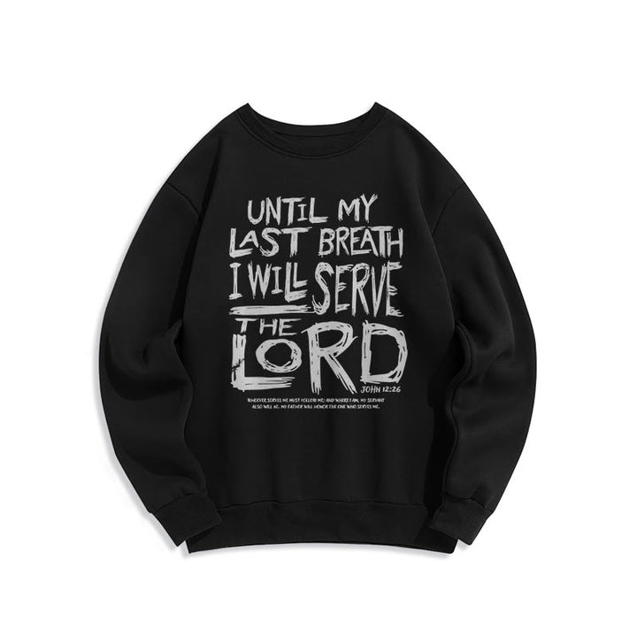 Christianartworkshop Quotation Style I Will Serve The Lord Fleece Lined Polyester Sweatshirt - Black - 2XL - image 5