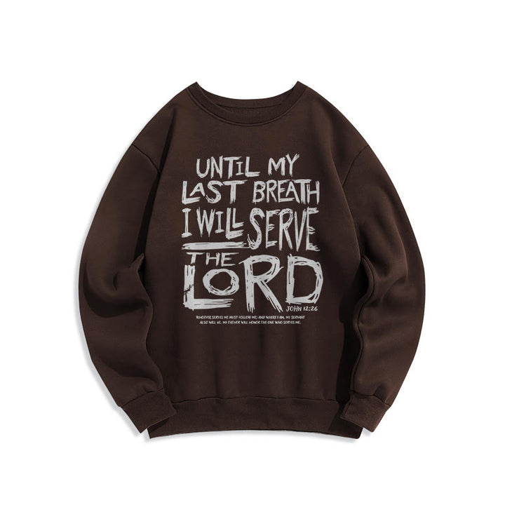 Christianartworkshop Quotation Style I Will Serve The Lord Fleece Lined Polyester Sweatshirt - Brown - 2XL - image 15