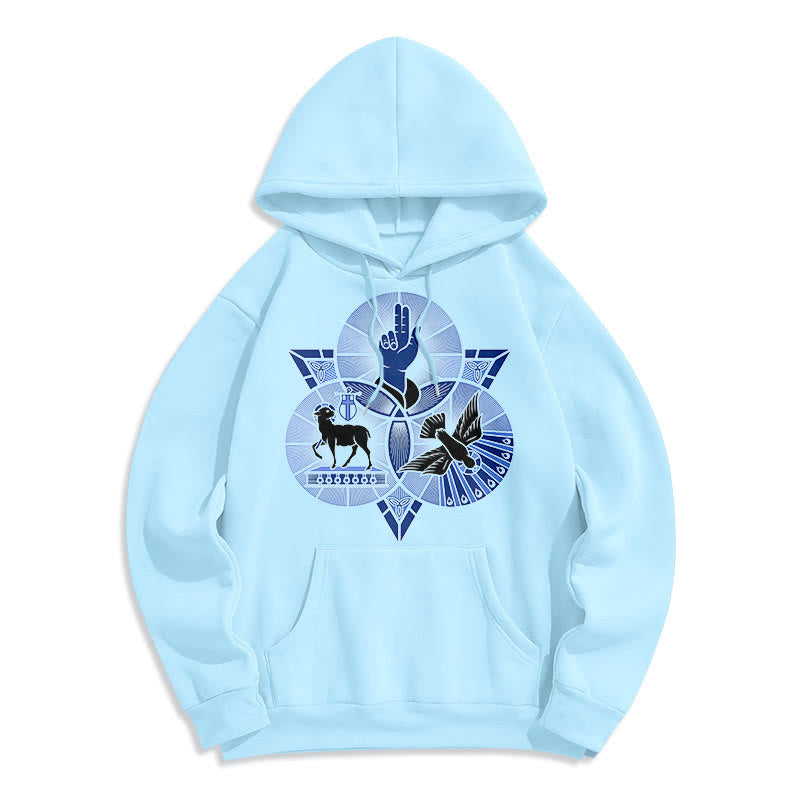 Christianartworkshop Modern Style St. Benedict Lamb Of God Dove Fleece Lined Polyester Hoodie - Blue - 2XL - image 25
