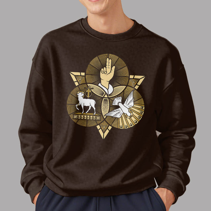 Christianartworkshop Modern Style St. Benedict Lamb Of God Dove Fleece Lined Polyester Sweatshirt - image 18