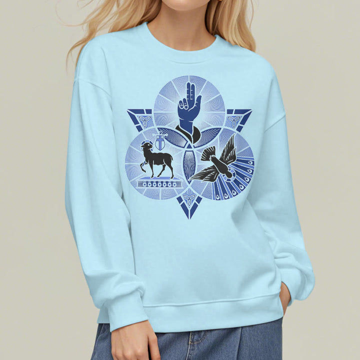 Christianartworkshop Modern Style St. Benedict Lamb Of God Dove Fleece Lined Polyester Sweatshirt - image 27