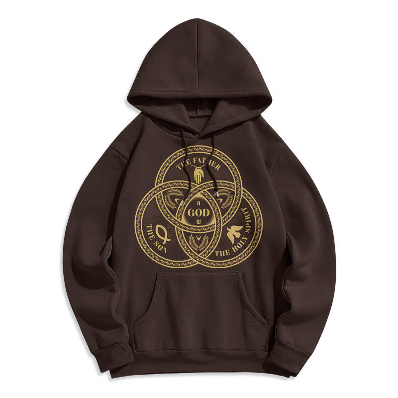 Christianartworkshop Classic Style Sacred Trinity Unity Fleece Lined Polyester Hoodie - Brown - 2XL - image 15