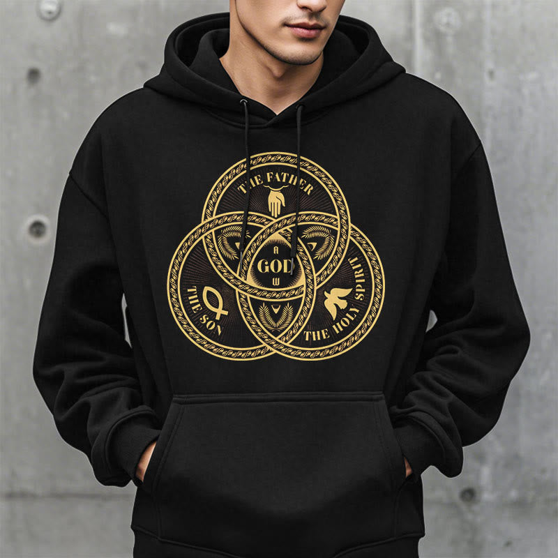 Christianartworkshop Classic Style Sacred Trinity Unity Fleece Lined Polyester Hoodie - image 2