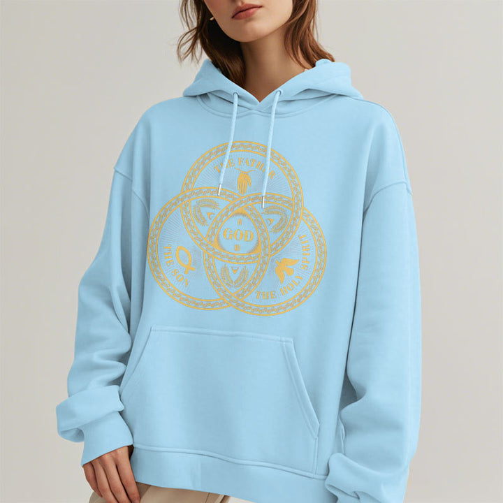Christianartworkshop Classic Style Sacred Trinity Unity Fleece Lined Polyester Hoodie - image 28