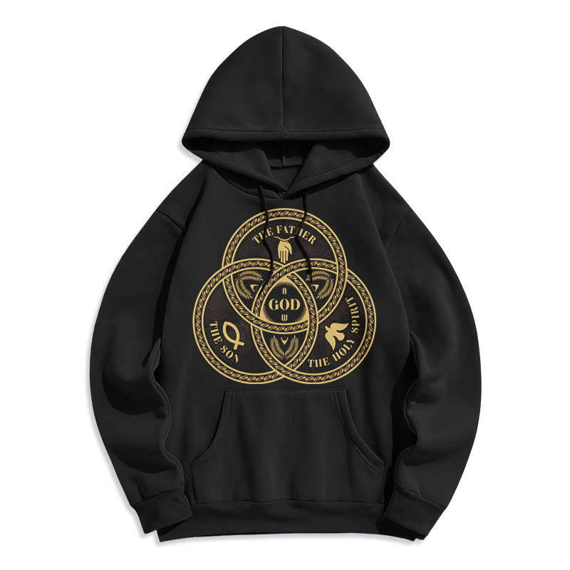 Christianartworkshop Classic Style Sacred Trinity Unity Fleece Lined Polyester Hoodie - Black - 2XL - image 0