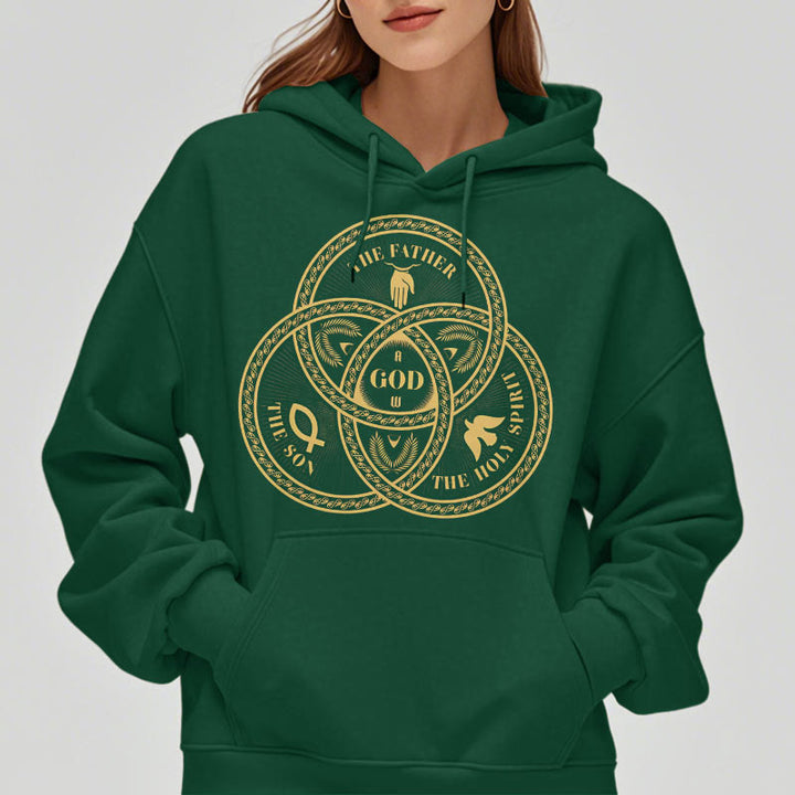 Christianartworkshop Classic Style Sacred Trinity Unity Fleece Lined Polyester Hoodie - image 23