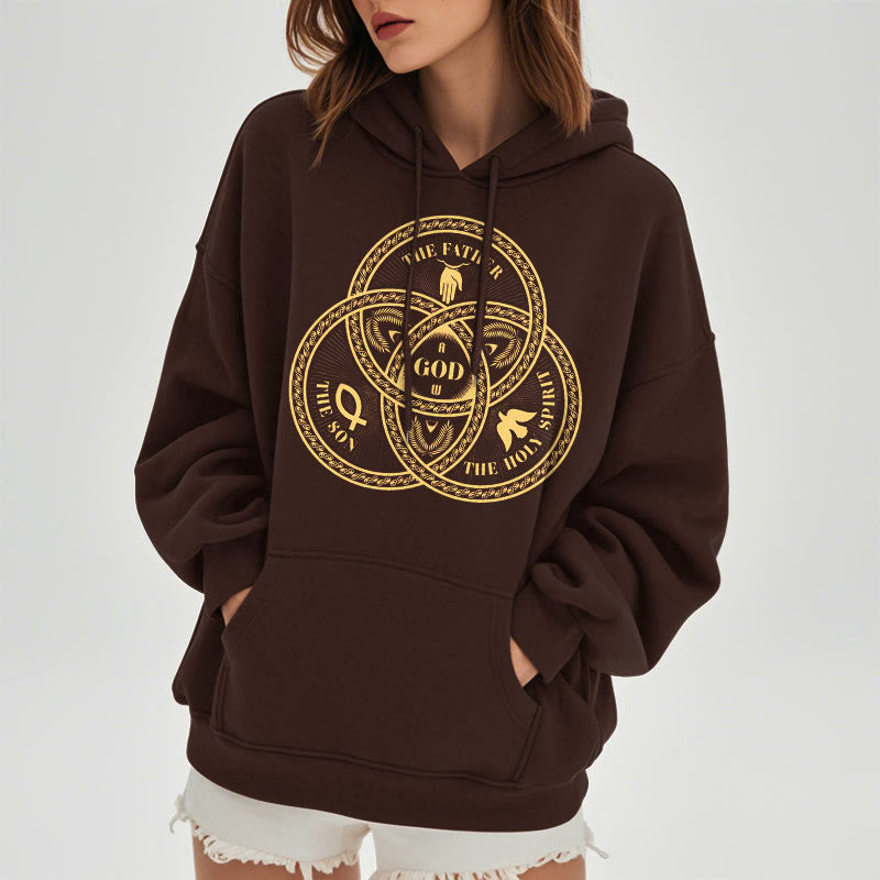 Christianartworkshop Classic Style Sacred Trinity Unity Fleece Lined Polyester Hoodie - image 17
