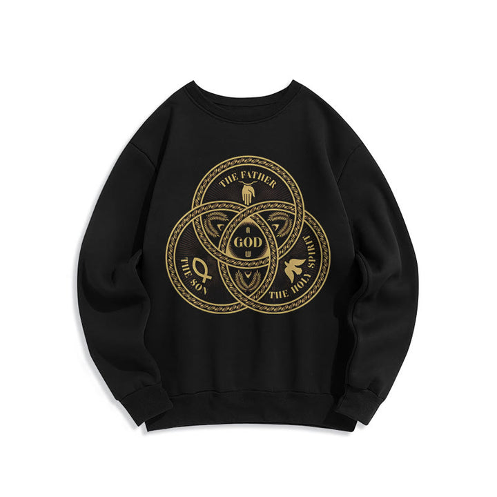 Christianartworkshop Classic Style Sacred Trinity Unity Fleece Lined Polyester Sweatshirt - Black - 2XL - image 0
