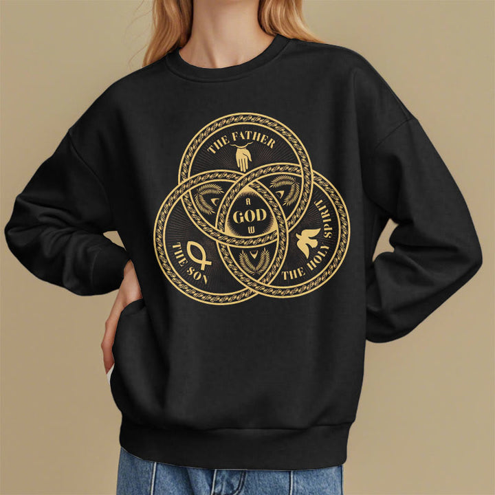 Christianartworkshop Classic Style Sacred Trinity Unity Fleece Lined Polyester Sweatshirt - image 1