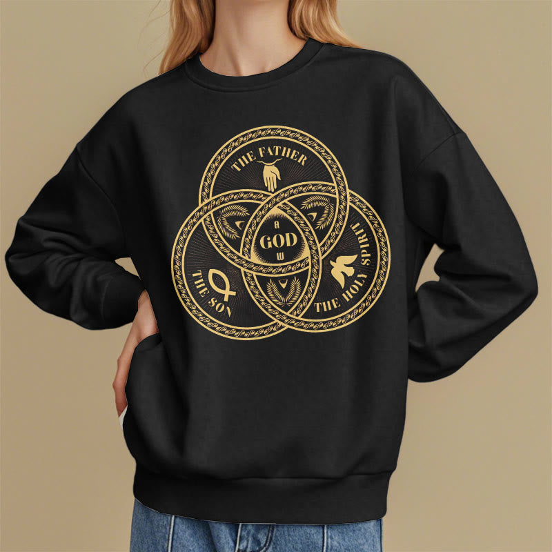 Christianartworkshop Classic Style Sacred Trinity Unity Fleece Lined Polyester Sweatshirt - image 1