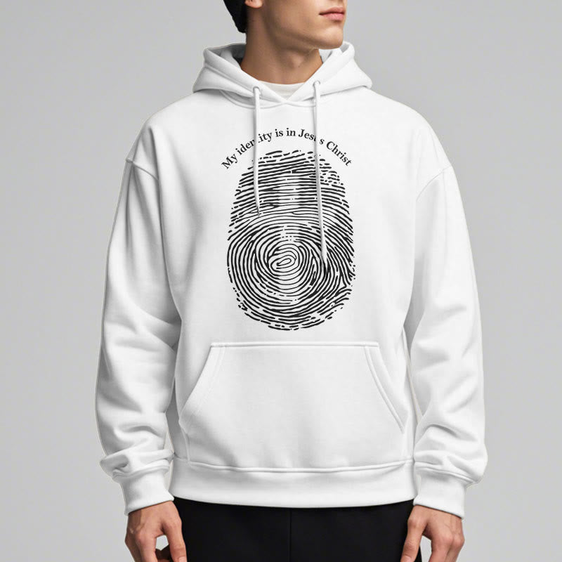 Christianartworkshop Classic Style My Identity Is In Jesus Christ Cross Fleece Lined Polyester Hoodie - image 1