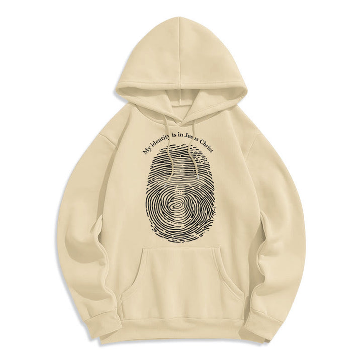 Christianartworkshop Classic Style My Identity Is In Jesus Christ Cross Fleece Lined Polyester Hoodie - Beige - 2XL - image 10