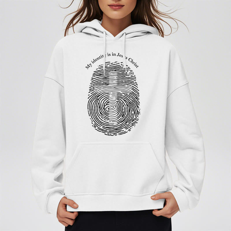 Christianartworkshop Classic Style My Identity Is In Jesus Christ Cross Fleece Lined Polyester Hoodie - image 2