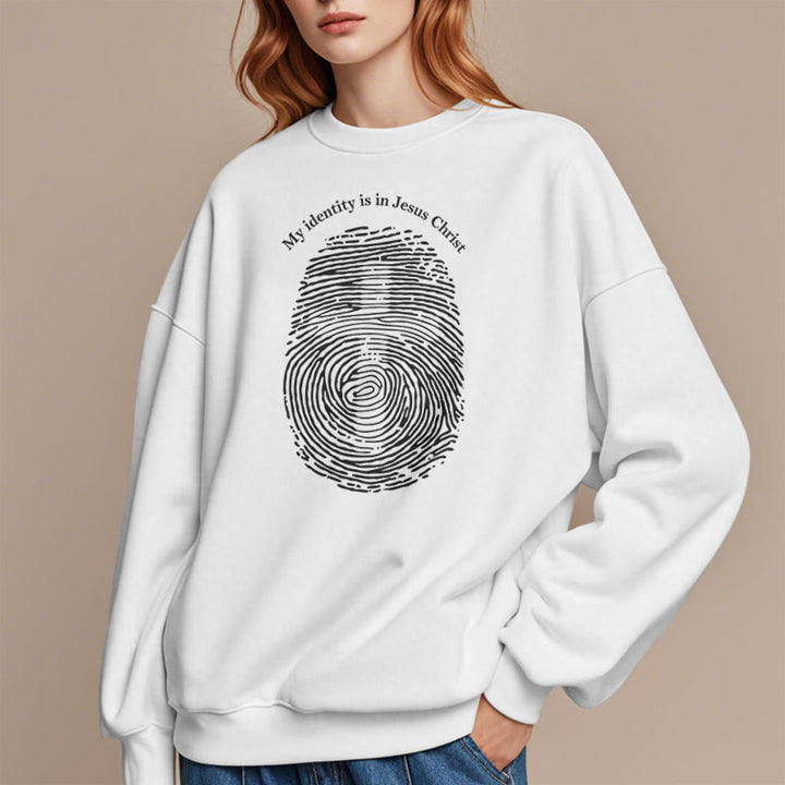 Christianartworkshop Classic Style My Identity Is In Jesus Christ Cross Fleece Lined Polyester Sweatshirt - image 2