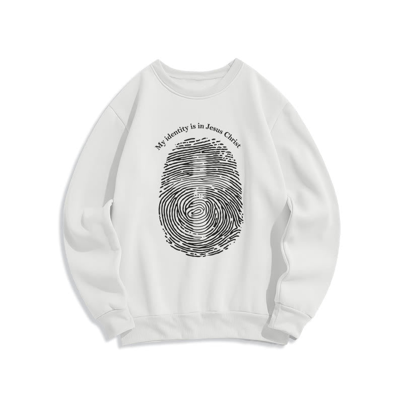 Christianartworkshop Classic Style My Identity Is In Jesus Christ Cross Fleece Lined Polyester Sweatshirt - White - 2XL - image 0