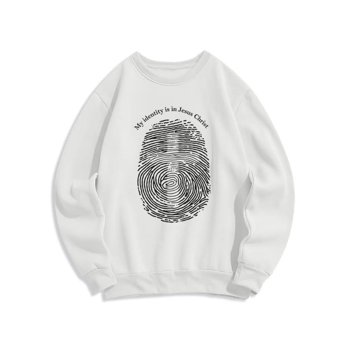 Christianartworkshop Classic Style My Identity Is In Jesus Christ Cross Fleece Lined Polyester Sweatshirt - White - 2XL - image 0