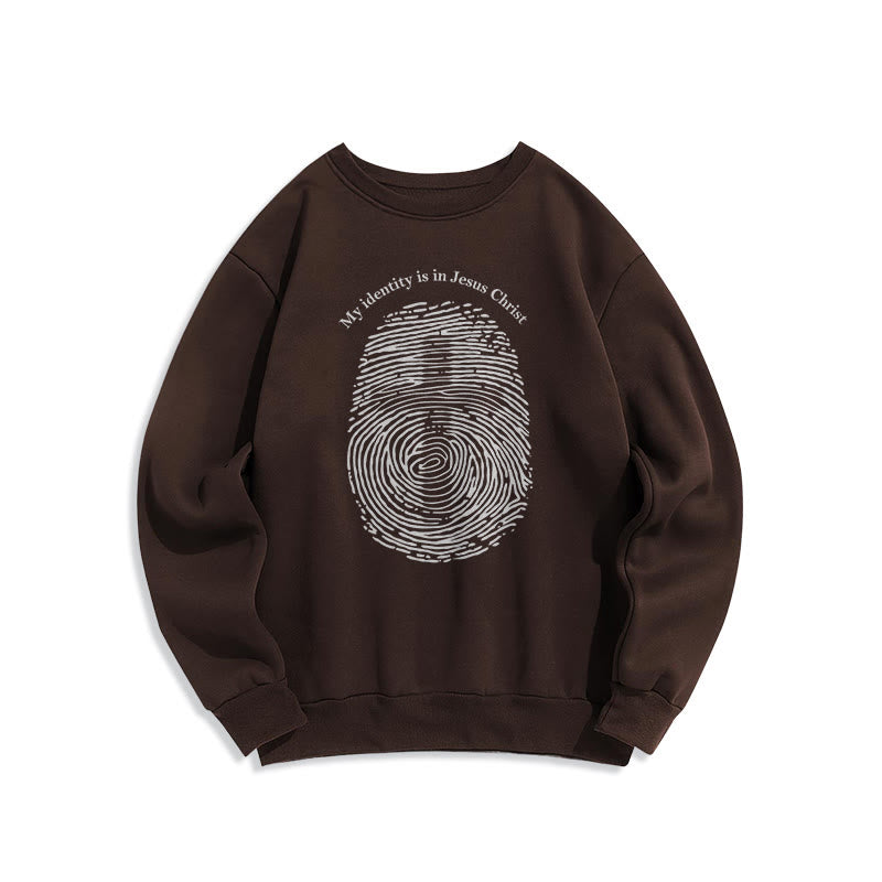 Christianartworkshop Classic Style My Identity Is In Jesus Christ Cross Fleece Lined Polyester Sweatshirt - Brown - 2XL - image 15