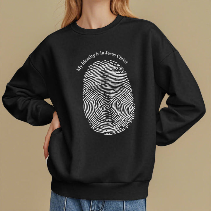 Christianartworkshop Classic Style My Identity Is In Jesus Christ Cross Fleece Lined Polyester Sweatshirt - image 8