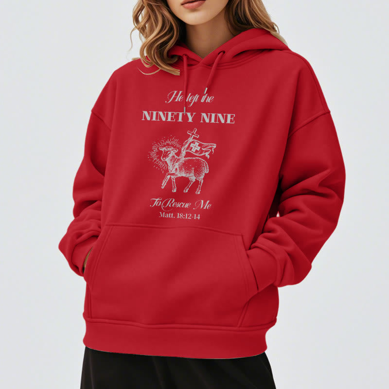 Christianartworkshop Quotation Style He Left the Ninety-Nine Fleece Lined Polyester Hoodie - image 38