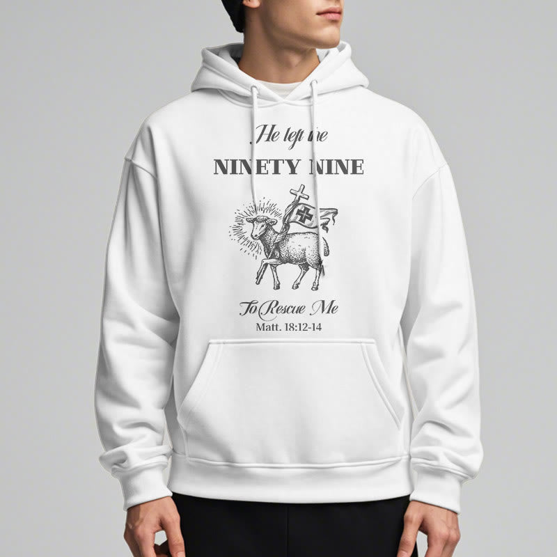 Christianartworkshop Quotation Style He Left the Ninety-Nine Fleece Lined Polyester Hoodie - image 2
