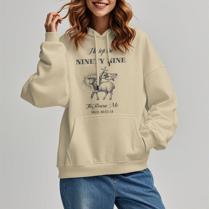 Christianartworkshop Quotation Style He Left the Ninety-Nine Fleece Lined Polyester Hoodie - image 13