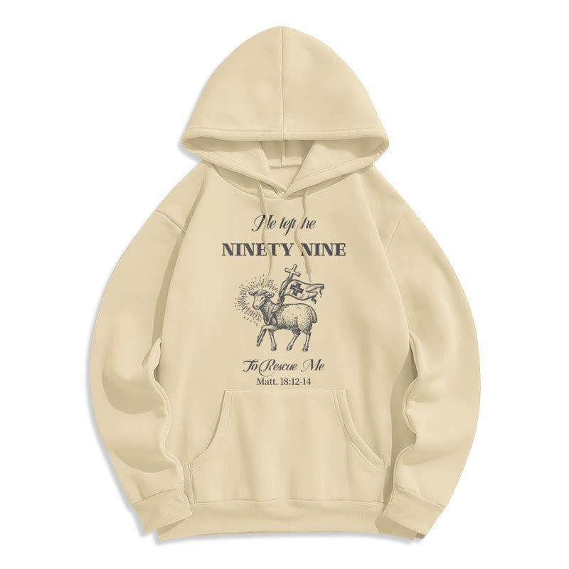 Christianartworkshop Quotation Style He Left the Ninety-Nine Fleece Lined Polyester Hoodie - Beige - 2XL - image 10