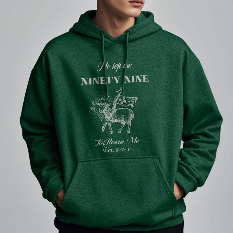 Christianartworkshop Quotation Style He Left the Ninety-Nine Fleece Lined Polyester Hoodie - image 23