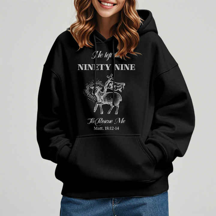 Christianartworkshop Quotation Style He Left the Ninety-Nine Fleece Lined Polyester Hoodie - image 7