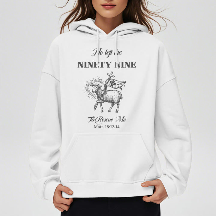 Christianartworkshop Quotation Style He Left the Ninety-Nine Fleece Lined Polyester Hoodie - image 1