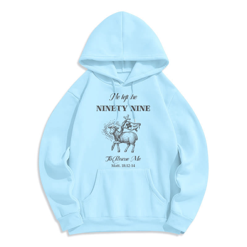 Christianartworkshop Quotation Style He Left the Ninety-Nine Fleece Lined Polyester Hoodie - Blue - 2XL - image 25