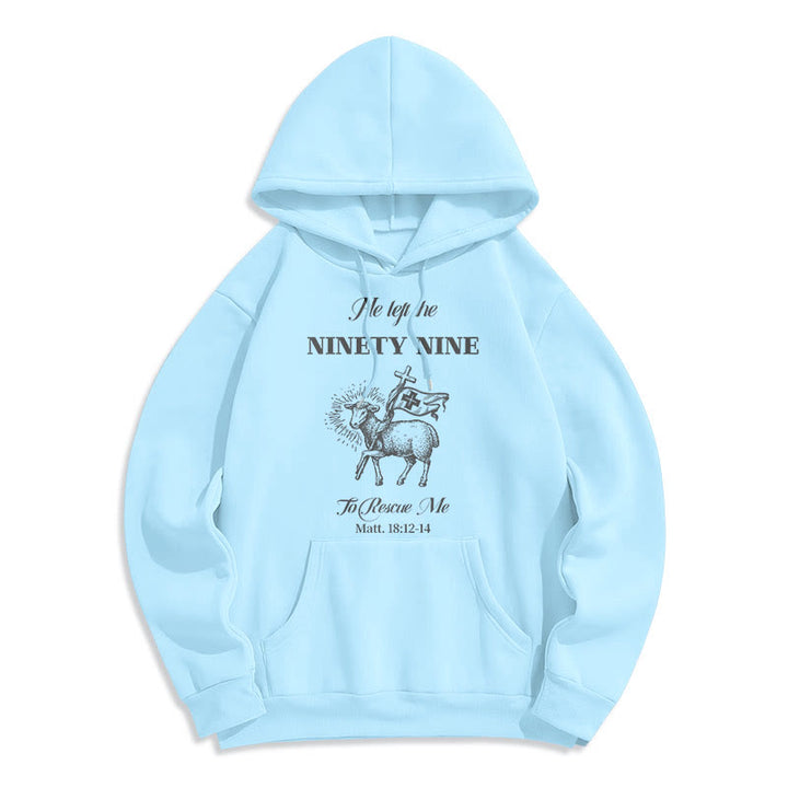 Christianartworkshop Quotation Style He Left the Ninety-Nine Fleece Lined Polyester Hoodie - Blue - 2XL - image 25