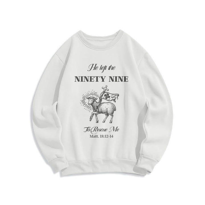Christianartworkshop Quotation Style He Left the Ninety-Nine Fleece Lined Polyester Sweatshirt - White - 2XL - image 0