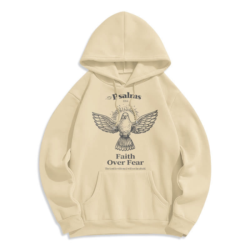 Christianartworkshop Classic Quotation Style Faith Over Fear Fleece Lined Polyester Hoodie - Beige - 2XL - image 15