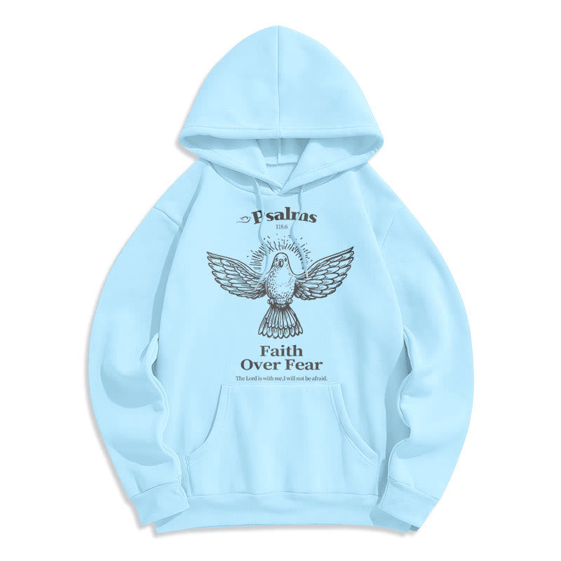 Christianartworkshop Classic Quotation Style Faith Over Fear Fleece Lined Polyester Hoodie - Blue - 2XL - image 0