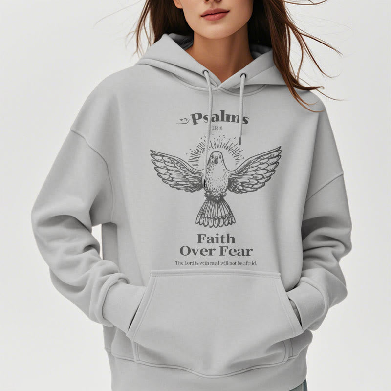 Christianartworkshop Classic Quotation Style Faith Over Fear Fleece Lined Polyester Hoodie - image 33