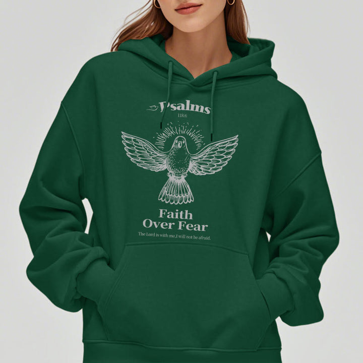 Christianartworkshop Classic Quotation Style Faith Over Fear Fleece Lined Polyester Hoodie - image 27