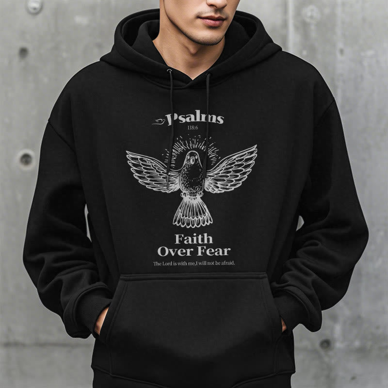Christianartworkshop Classic Quotation Style Faith Over Fear Fleece Lined Polyester Hoodie - image 8