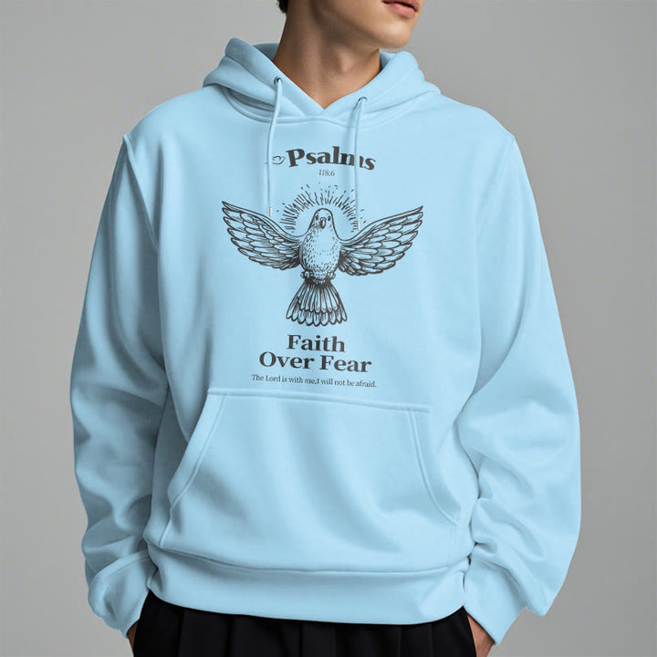 Christianartworkshop Classic Quotation Style Faith Over Fear Fleece Lined Polyester Hoodie - image 1