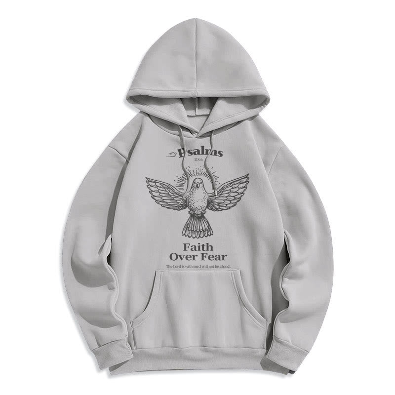 Christianartworkshop Classic Quotation Style Faith Over Fear Fleece Lined Polyester Hoodie - Grey - 2XL - image 30
