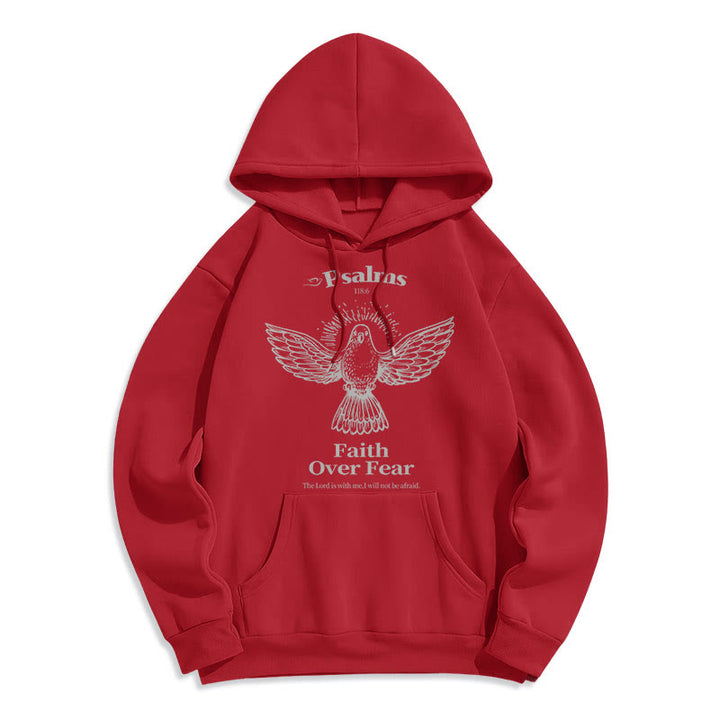 Christianartworkshop Classic Quotation Style Faith Over Fear Fleece Lined Polyester Hoodie - Red - 2XL - image 35