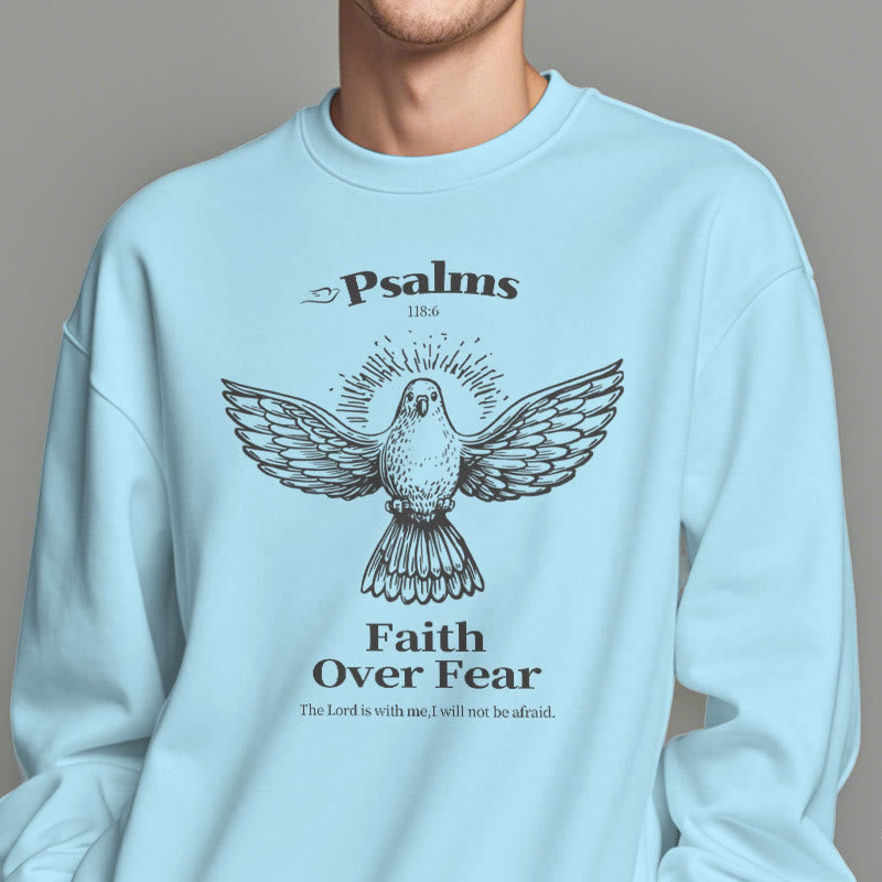 Christianartworkshop Classic Quotation Style Faith Over Fear Fleece Lined Polyester Sweatshirt - image 1