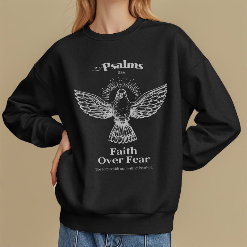Christianartworkshop Classic Quotation Style Faith Over Fear Fleece Lined Polyester Sweatshirt - image 7