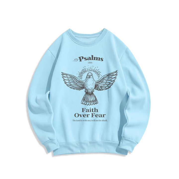 Christianartworkshop Classic Quotation Style Faith Over Fear Fleece Lined Polyester Sweatshirt - Blue - 2XL - image 0