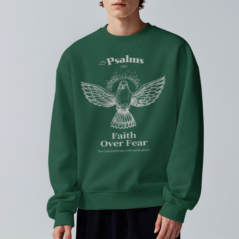 Christianartworkshop Classic Quotation Style Faith Over Fear Fleece Lined Polyester Sweatshirt - image 27