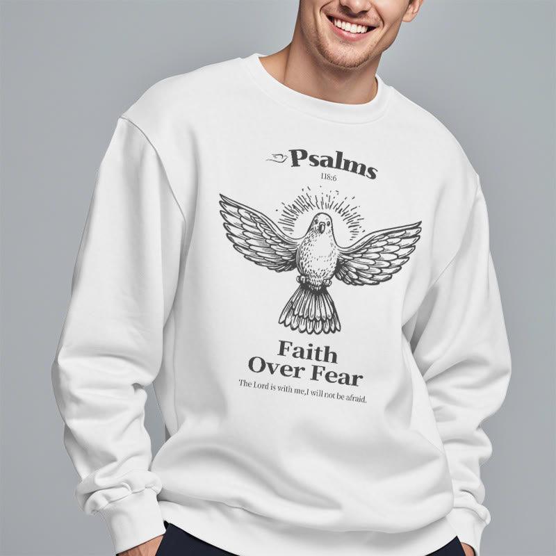 Christianartworkshop Classic Quotation Style Faith Over Fear Fleece Lined Polyester Sweatshirt - image 12