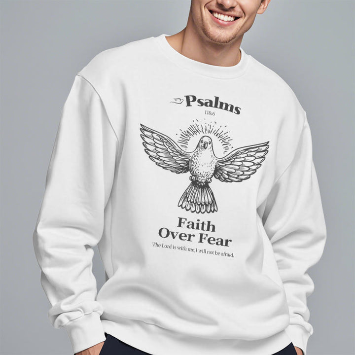 Christianartworkshop Classic Quotation Style Faith Over Fear Fleece Lined Polyester Sweatshirt - image 12