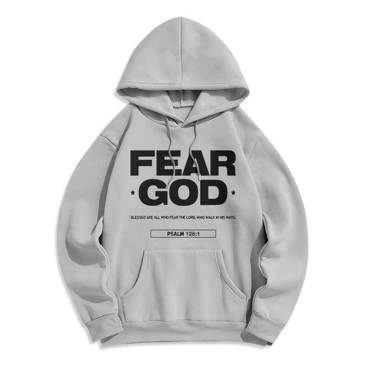 Christianartworkshop Classic Quotation Style Fear God Faith Blessed Fleece Lined Polyester Hoodie