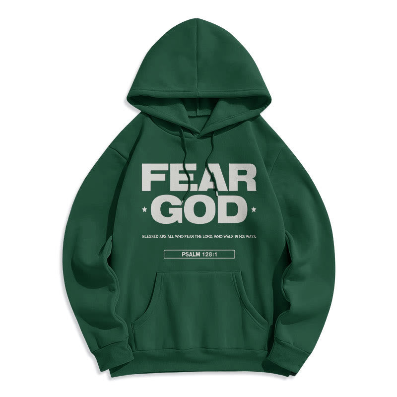 Christianartworkshop Classic Quotation Style Fear God Faith Blessed Fleece Lined Polyester Hoodie - Green - 2XL - image 20