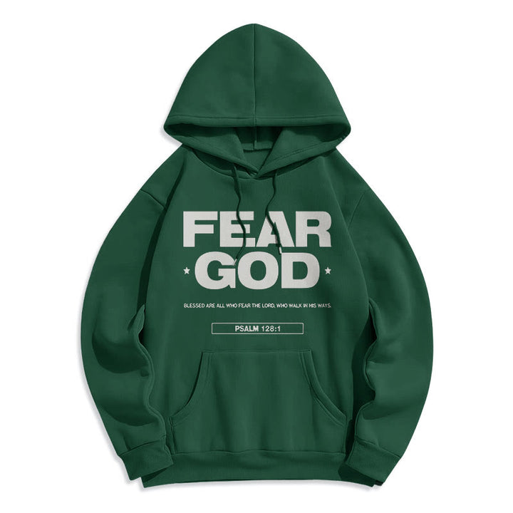 Christianartworkshop Classic Quotation Style Fear God Faith Blessed Fleece Lined Polyester Hoodie - Green - 2XL - image 20