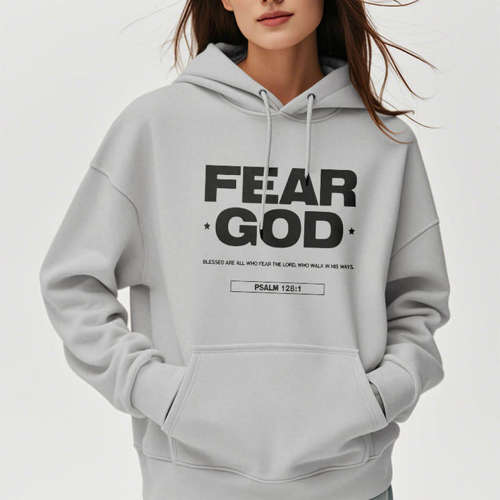 Christianartworkshop Classic Quotation Style Fear God Faith Blessed Fleece Lined Polyester Hoodie - image 32